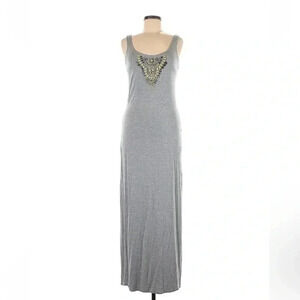 Bebe | Grey Jeweled Embellishments Sleeveless Maxi Dress Size Medium M
